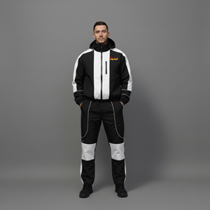 Conjunto de 2 piezas para hombre, cortavientos de tela gruesa con logo impreso personalizado OEM/ODM, ropa informal de estilo urbano de dos tonos con cremallera cómoda. - Product Image 3