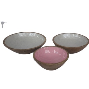 Juego de cuencos orgánicos de alta calidad, cuenco para servir de madera de mango de madera, cuenco anidado para servir la cena, vajilla para ensalada, utensilios de cocina - Product Image 1