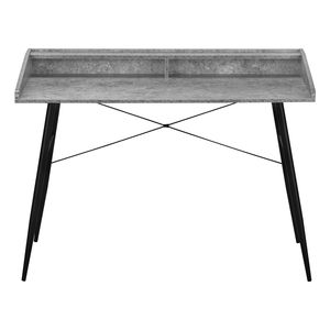 Escritorio Moderno para Computadora de 48 Pulgadas con Estantes de Almacenamiento, para Oficina en Casa, para Laptop, con Acabado Laminado Gris Piedra y Metal Negro - Product Image 5