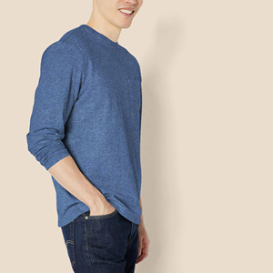 T-shirt uni à manches longues pour hommes, design simple, col rond, respirant, de haute qualité, vêtements pour hommes - Product Image 6