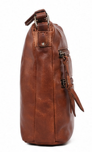 Vintage Fashion Genuine Leather Crossbody Bag for Women Multi-Pocket Shoulder Sling with Zip Closure Adjustable Strap Brown - Product Image 5