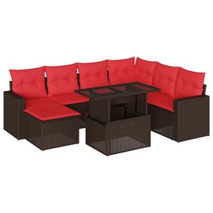 Juego de sofás de jardín de ratán sintético marrón de 8 piezas con cojines, muebles de patio - Product Image 2