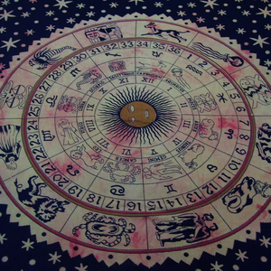 Sábana de Algodón con Mandala Celestial de Signos del Zodíaco |   Cubrecama Doble Bohemio con Estampado de Astrología |   Juego de Ropa de Cama con Diseño de Horóscopo Sol Luna Estrella - Product Image 1