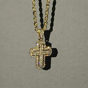 จี้รูปกากบาทประดับโมอิสซาไนต์แท้ทรงกลม 3 กะรัต สำหรับผู้หญิง ทำจากเงินสเตอร์ลิง ชุบทองคำขาว 14K สไตล์ฮิปฮอป - Product Image 2