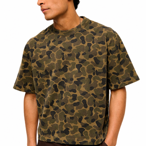 Camiseta de Manga Corta con Estampado de Camuflaje para Hombre, Corte Regular, Cuello Redondo, Estilo Casual, 100% Algodón Tejido - Product Image 5