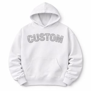 Custom Glitter Print Hoodie Men's Casual <b>White</b> French Terry Hooded Sweatshirt Oversized Fit Pocket Front Letter Design Autumn - Product Image 6
