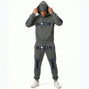 Conjunto de Sudadera con Capucha y Pantalones Deportivos Extra Grandes de Felpa para Hombre, Estilo Vintage, Lavado Desgastado, Ropa Deportiva Urbana, con Logotipo Personalizado, Gorro, Atuendo de Invierno, Tallas S-4XL - Product Image 6