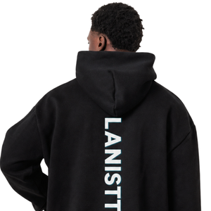 Sweat à capuche personnalisé pour homme, coupe classique, imprimé lettres horizontales à l'avant et verticales à l'arrière, style streetwear, 100% coton - Product Image 4