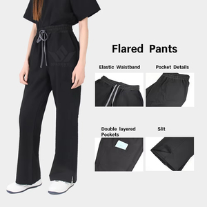 Haut de blouse médicale à col en V pour femme, couleur unie, extensible, uniforme de soins de santé, multi-poches, manches courtes, tenue de travail professionnelle pour infirmières - Product Image 4