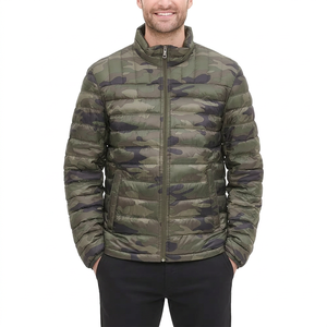 Men's Camouflage Puffer <b>Jacket</b> Stand Collar Zipper Closure Windproof Casual Autumn Slim Fit Polyester Wadding Regular Sleeve - Product Image 5