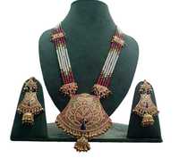 Parure de bijoux vintage ethnique en cuivre plaqué, forme cœur, avec cristaux, strass et perles d'imitation, collier de mariage pour femme