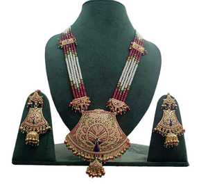 Parure de bijoux vintage ethnique en cuivre plaqué, forme cœur, avec cristaux, strass et perles d'imitation, collier de mariage pour femme - Product Image 1