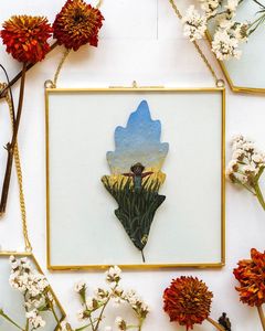 Cadre photo flottant de luxe en laiton et verre, carré, à suspendre au mur, décoration intérieure haut de gamme pour l'art floral pressé, cadre en verre - Product Image 1
