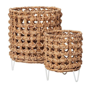 Unique <b>Planter</b> Natural Water Hyacinth Plant Pots Holder With Metal Stand Indoor Flower Pots & <b>Planters</b> Handmade - Product Image 4