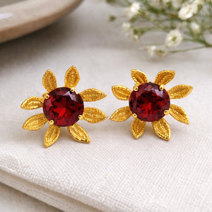 Fashion Sunflower <b>Opal</b> <b>Stud</b> <b>Earrings</b> 925 Sterling Silver Gold Plated Bezel Setting Cabochon Synthetic <b>Opal</b> Wedding Luxury - Product Image 5