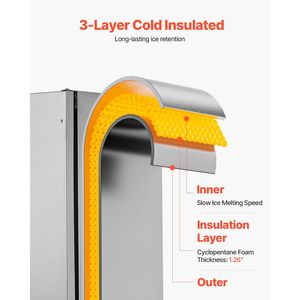"50 Lbs/Day Stainless Steel Freestanding Undercounter <b>Ice</b> <b>Maker</b> Machine with Reversible Door and Cube <b>Ice</b> Shape" - Product Image 4