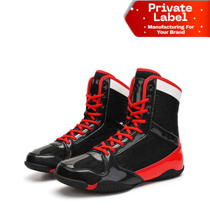 Chaussures de boxe montantes à soutien de la cheville, à lacets sécurisés, en polyester, avec semelle ergonomique flexible, personnalisables, pour le combat - Product Image 1