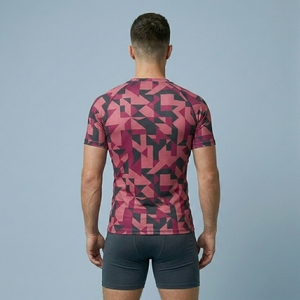 Mens Sporty Athletic Compression Jersey Solid Half Sleeve Shirt Front Fitted Custom Fitness Workout Gym Training Running Sports - Product Image 3