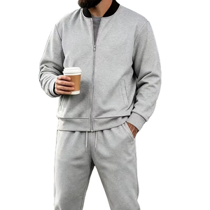 Nouvel ensemble athlétique décontracté pour homme Hiver 2026 – Sweat-shirt cardigan ample à col rond et fermeture éclair, et pantalon de survêtement deux pièces - Product Image 1