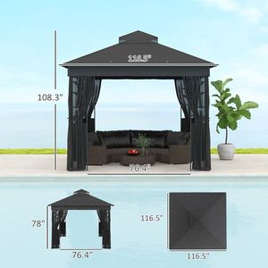 Gazebo Moderno da Esterno con Struttura in Acciaio e Tessuto per Cortile o Villa, Arredamento da Giardino - Product Image 2