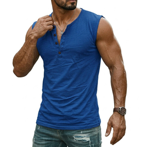 Bulk Wholesale Men's Henley Tank <b>Tops</b> Customizable Blank Muscle Tees Sleeveless Gym Shirts Casual Apparel <b>Top</b> Tank <b>Tops</b> For Men - Product Image 5