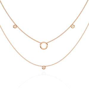 Collar de Diamantes de Laboratorio de Doble Capa para Uso Diario, Oro Rosa de 10K, 14K, 18K - Product Image 2