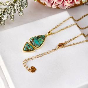 Collar con Colgante de Turquesa en Plata de Ley 925 Chapada en Oro de 14K, Collar con Piedra Preciosa Natural, Joyería para Mujer, Regalo - Product Image 4