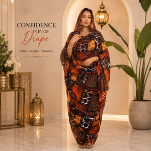 Tissu imprimé numérique en voile de coton 100% sudanais Toub |   Tissu pour vêtements à imprimé abstrait multicolore, style traditionnel - Product Image 2