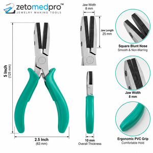 Pince à bec carré arrondi en acier inoxydable légère pour la fabrication de bijoux 5 pouces Zetomed Pro - Product Image 2