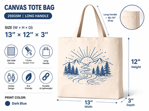250gsm Cotton <b>Canvas</b> <b>Tote</b> Bag Long Handle Eco Friendly Reusable Shopping Bag Custom Landscape Print <b>Tote</b> Wholesale Bulk - Product Image 3