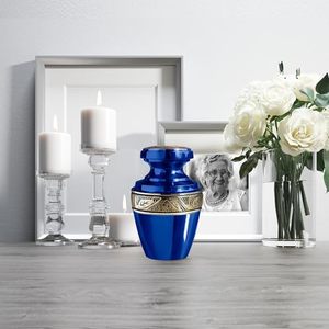 Royal Aluminum <b>Keepsake</b> Cremation Urn <b>Memorial</b> Tribute Holder Designed With Durable Secure Lid And Smooth Surface Finish - Product Image 2