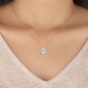 Colgante de oro amarillo de 18 quilates para mujer con diamante ovalado cultivado en laboratorio de 0.80 CTW, joyería elegante para aniversarios y eventos especiales - Product Image 1