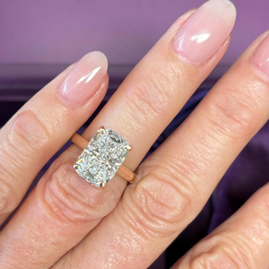 4 Carat Elongated Cushion Moissanite Engagement <b>Ring</b> with Rhodium Plated Prong Setting 925 <b>Silver</b> Hidden Halo IGI Certified - Product Image 4