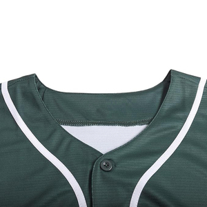 Custom Baseball Jersey Unisex Green V-Neck <b>Short</b> Sleeve Breathable <b>Mesh</b> Polyester Button Front All Seasons Sport Apparel - Product Image 3