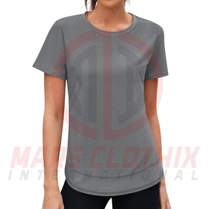 เสื้อยืดออกกำลังกายผู้หญิงทรงปกติสำหรับฤดูร้อน คอกลม แขนสั้น สวมใส่สบายๆ สำหรับออกกำลังกาย ขายส่ง - Product Image 5