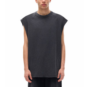 Camisetas sin mangas para hombre, OEM, 100% algodón, estilo hip hop, cuello redondo, chaleco deportivo, fitness, running, tallas grandes, transpirable - Product Image 1