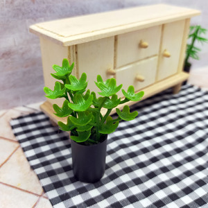 Accesorios para casa de muñecas en miniatura, maceta para plantas, maceta con hojas verdes, cilindro negro para decoración del hogar, decoración de paisajes para mayores de 14 años - Product Image 3