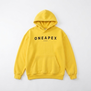 Customs <b>Yellow</b> Oversized Cotton <b>Hoodie</b> <b>Men</b> Casual Fleece Pullover Front Logo Print Autumn Streetwear Sweatshirt - Product Image 1