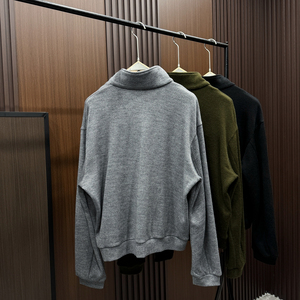 Men's Wool Acrylic Half Zip <b>Sweater</b> Solid Color Thick Knitwear Winter Casual Cardigan Full Sleeve Anti-Pilling - Product Image 5