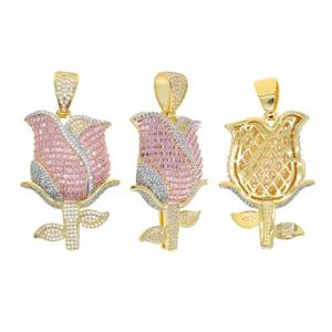 Collar con Colgante de Flor de Rosa de Moissanita Estilo Hip Hop, Chapado en Oro, con Incrustaciones Brillantes, Joyería Moderna para Hombres y Mujeres - Product Image 2
