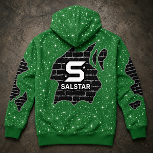 Sudadera con capucha verde con cremallera y pedrería personalizada para hombre – Sudadera premium estilo streetwear con estampado gráfico y logotipo personalizado - Product Image 5