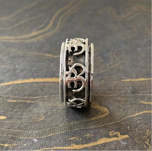 925 Sterling Silver Spiritual Om <b>Ring</b> Textured <b>Spinner</b> Band Stress Relief Meditation Jewelry for Everyday Wear - Product Image 3