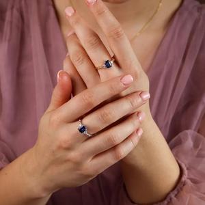 Anillo de Boda de Lujo con Diamante Cultivado en Laboratorio, Corte Esmeralda, Plata 925, Certificado IGI, Diseño Vintage en Forma de Corazón, Alta Calidad y Tendencia - Product Image 4