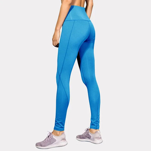 High Waist Yoga <b>Leggings</b> Full Length Solid Color <b>With</b> <b>Pockets</b> Four-Way Stretch Seamless Design For Women Workout Pants - Product Image 4