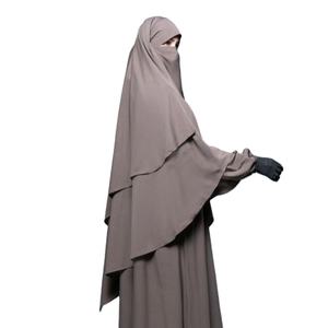 Vente en gros OEM : Ensemble Abaya et Khimar à trois couches pour femmes musulmanes, avec broderie personnalisée, tissu de qualité supérieure, faible MOQ - Product Image 1