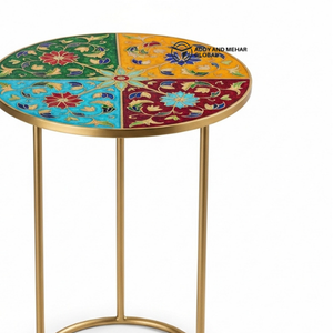 Table-tabouret de luxe en os jaune incrusté – Meuble artisanal de caractère, ottoman - Product Image 5