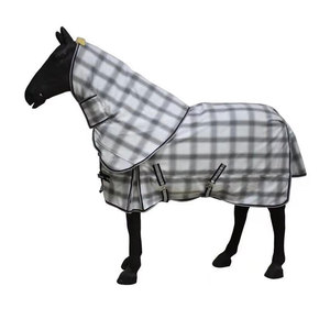 Couverture de cheval imperméable rouge avec couvre-cou et fermeture Velcro, longueur intégrale, pour l'équitation - Product Image 2