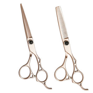 Custom Made Right-Handed Stainless Steel <b>Barber</b> Scissors Kit with Thinning Shears Blunt <b>Blade</b> Tips 28 Teeth Short Handle - Product Image 4
