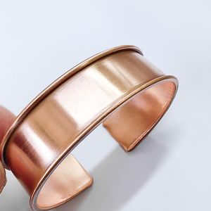 Pure <b>Copper</b> Statement <b>Bangle</b> with Wire Edge Trim Heavy Duty Satin Finish <b>Copper</b> Cuff, Unisex Minimalist Metal Jewelry Gift - Product Image 4