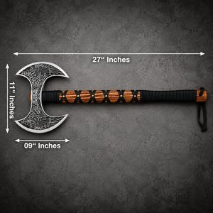 Hacha de camping Vikinga Tomahawk con doble filo, estilo Odin, de 27 pulgadas de largo, con diseño de cabeza barbuda, ideal para regalos de Navidad, envío gratis - Product Image 6